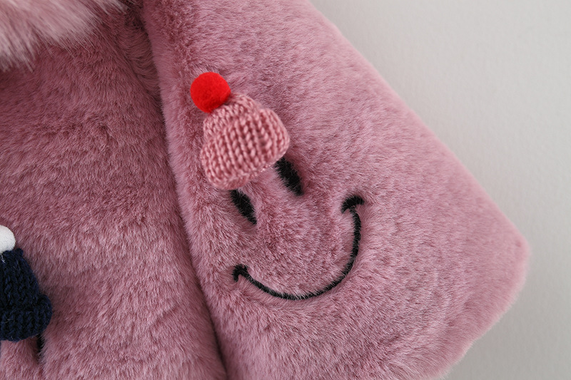2021winter New Four Smiley Hat Furry Sweater Shawl Girls' Fur Collar Furry Sweater Inverness