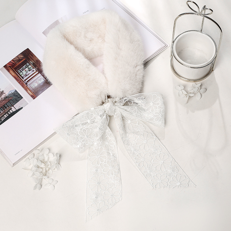 Winter Korean Style Fur Collar Plush Scarf Female Warm and Cute Girl Scarf Imitation Seto Fur Fashion Fur Bandana