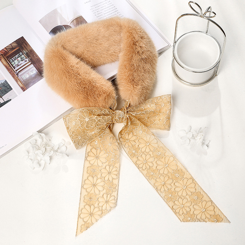 Winter Korean Style Fur Collar Plush Scarf Female Warm and Cute Girl Scarf Imitation Seto Fur Fashion Fur Bandana Winter Korean Style Fur Collar Plush Scarf Female Warm and Cute Girl Scarf Imitation Seto Fur Fashion Fur Bandana