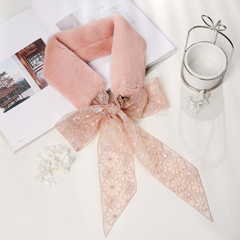 Winter Korean Style Fur Collar Plush Scarf Female Warm and Cute Girl Scarf Imitation Seto Fur Fashion Fur Bandana Winter Korean Style Fur Collar Plush Scarf Female Warm and Cute Girl Scarf Imitation Seto Fur Fashion Fur Bandana