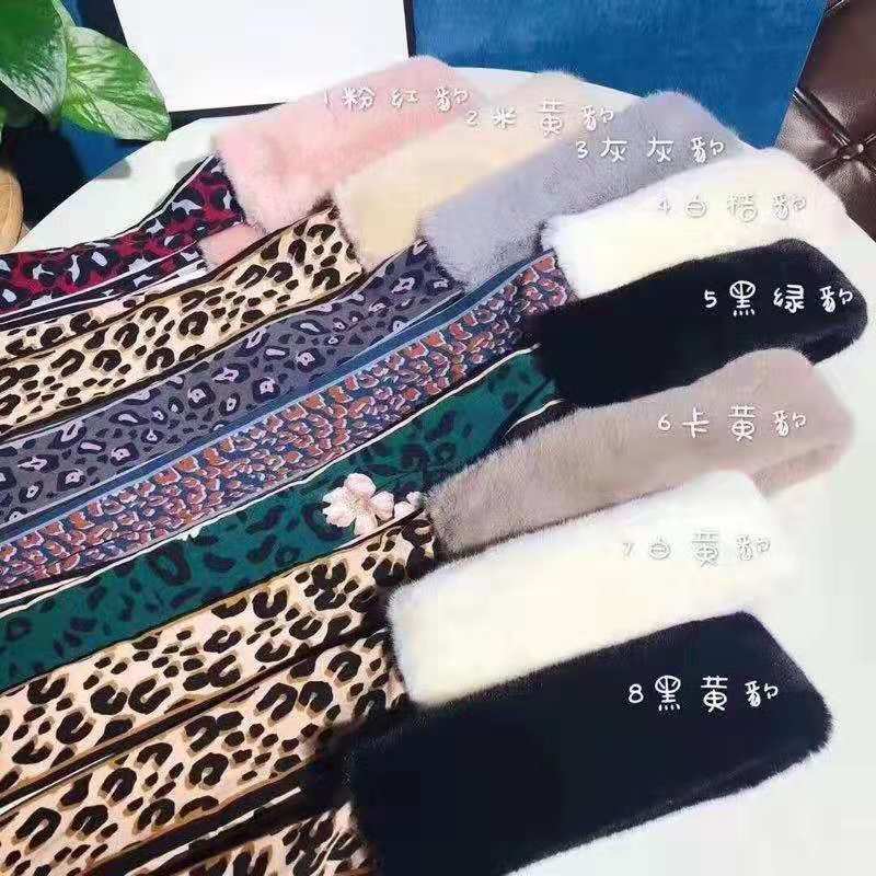 2018 Autumn and Winter New Versatile Korean Style Imitate Rex Rabbit Fur Leopard Print Fur Collar Ribbon Plush Ribbon Scarf Scarf Warm