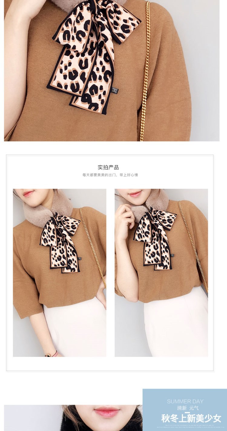 2018 Autumn and Winter New Versatile Korean Style Imitate Rex Rabbit Fur Leopard Print Fur Collar Ribbon Plush Ribbon Scarf Scarf Warm
