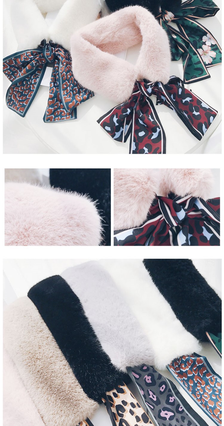 2018 Autumn and Winter New Versatile Korean Style Imitate Rex Rabbit Fur Leopard Print Fur Collar Ribbon Plush Ribbon Scarf Scarf Warm