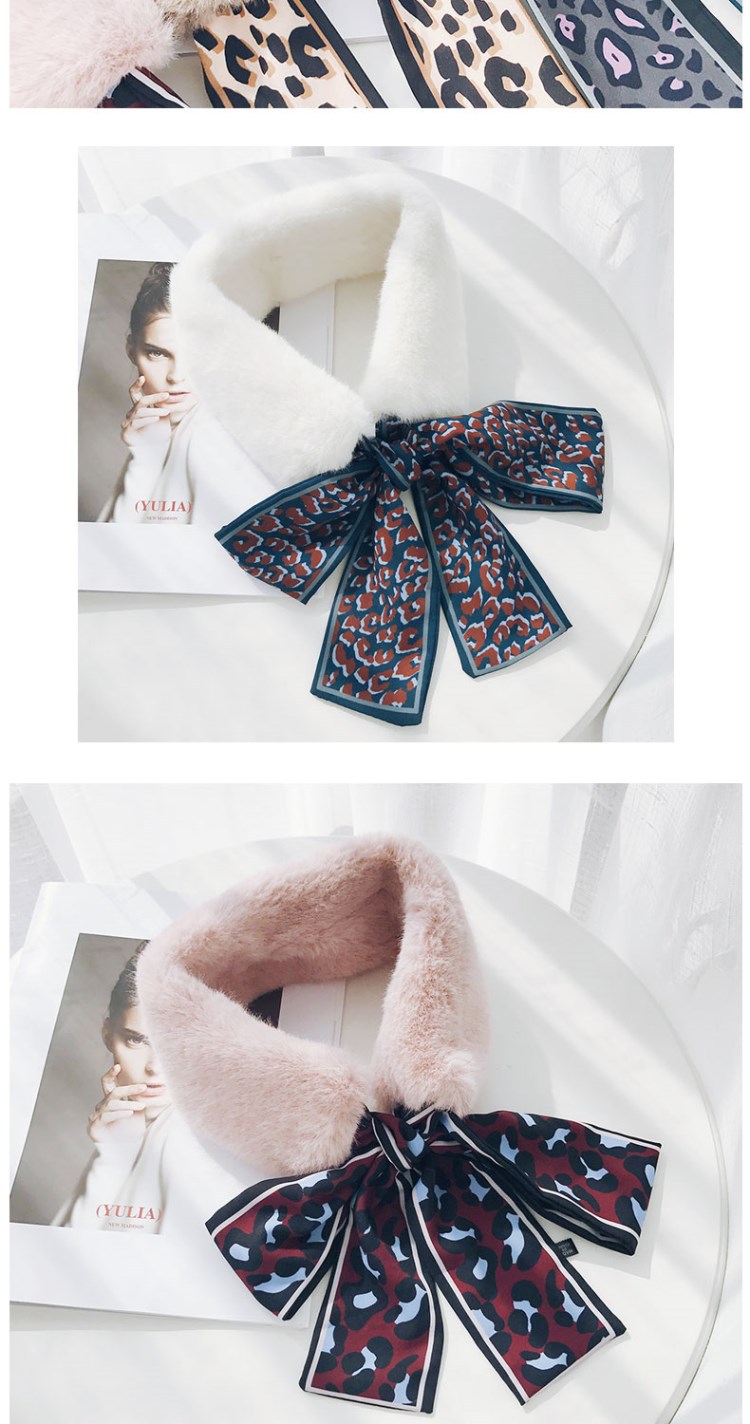 2018 Autumn and Winter New Versatile Korean Style Imitate Rex Rabbit Fur Leopard Print Fur Collar Ribbon Plush Ribbon Scarf Scarf Warm