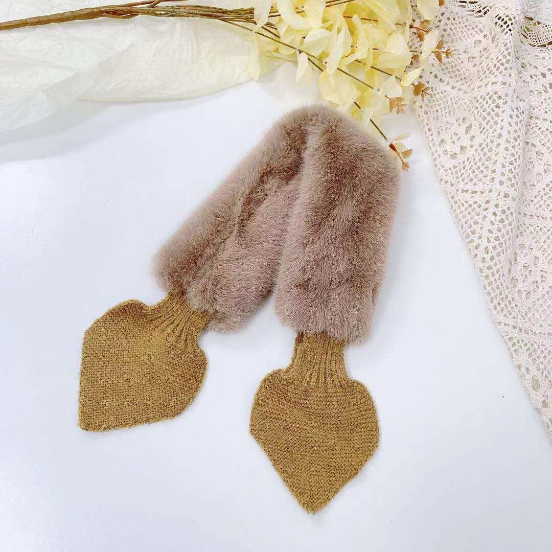 Korean Vortex Dongdaemun Solid Color Artificial Mink Hair Children's Cross Scarf Winter Fur Collar Warm Baby Girl Princess Scarf