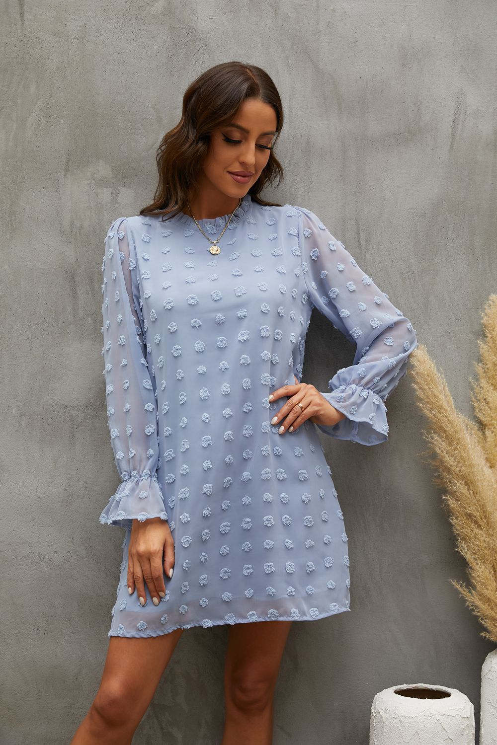 2022 Europe and America Cross Border Amazon Autumn and Winter Lace Collar Puff Sleeve Chiffon Embroidered Fur Ball Dress Dress for Women 2022 Europe and America Cross Border Amazon Autumn and Winter Lace Collar Puff Sleeve Chiffon Embroidered Fur Ball Dress Dress for Women