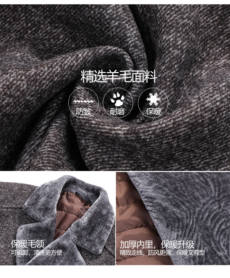 Winter Woolen Coat Men's Mid-Length Woolen Coat with Fur Collar Overcoat and Trench Coat Wool Overcoat Men's Woolen Coat Men's Thickened Winter Woolen Coat Men's Mid-Length Woolen Coat with Fur Collar Overcoat and Trench Coat Wool Overcoat Men's Woolen Coat Men's Thickened