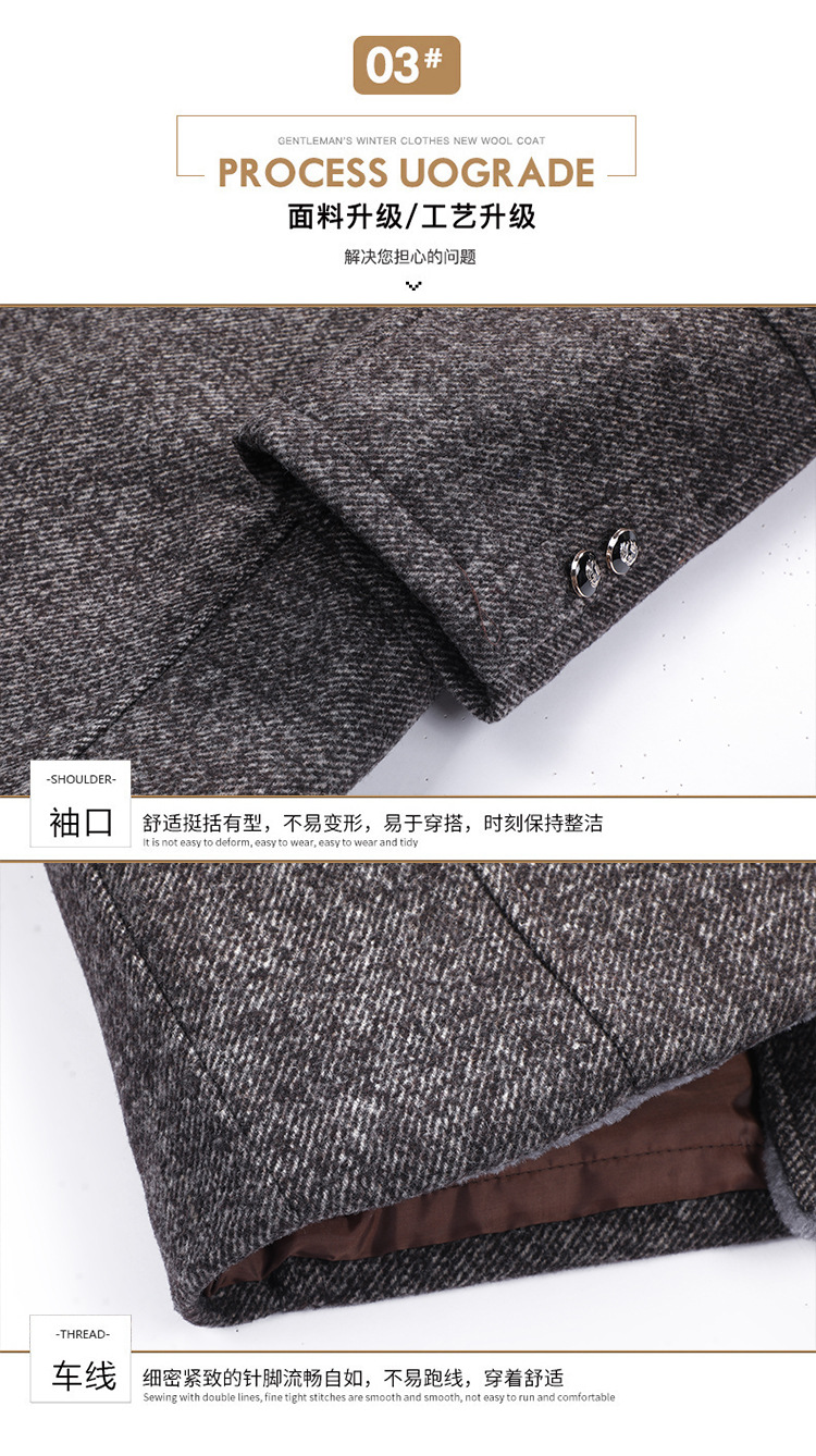 Winter Woolen Coat Men's Mid-Length Woolen Coat with Fur Collar Overcoat and Trench Coat Wool Overcoat Men's Woolen Coat Men's Thickened Winter Woolen Coat Men's Mid-Length Woolen Coat with Fur Collar Overcoat and Trench Coat Wool Overcoat Men's Woolen Coat Men's Thickened