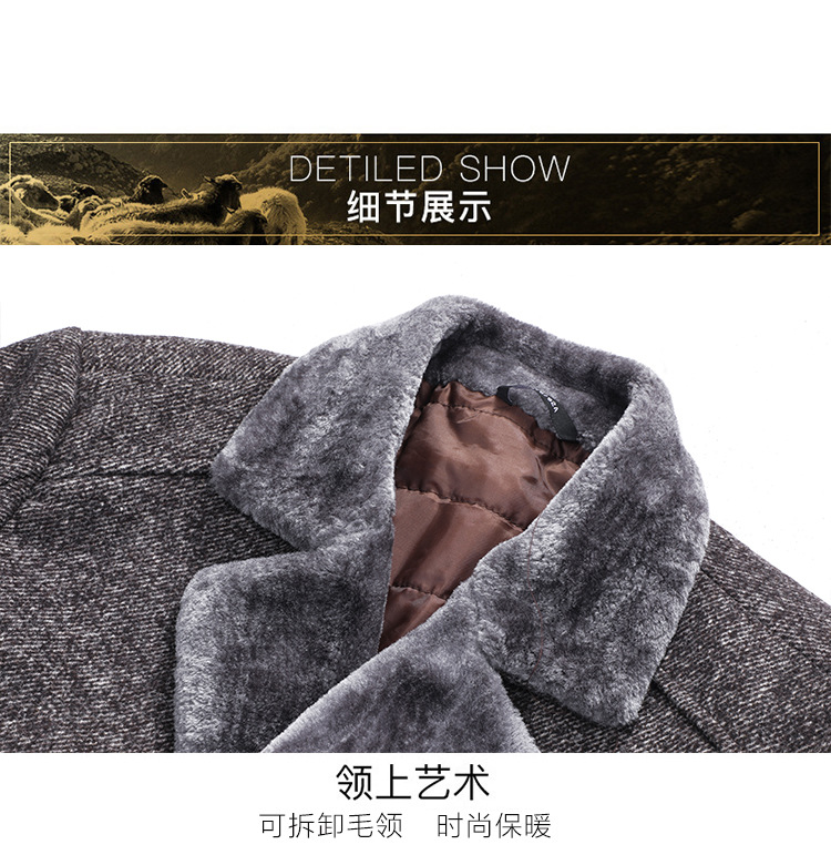 Winter Woolen Coat Men's Mid-Length Woolen Coat with Fur Collar Overcoat and Trench Coat Wool Overcoat Men's Woolen Coat Men's Thickened Winter Woolen Coat Men's Mid-Length Woolen Coat with Fur Collar Overcoat and Trench Coat Wool Overcoat Men's Woolen Coat Men's Thickened