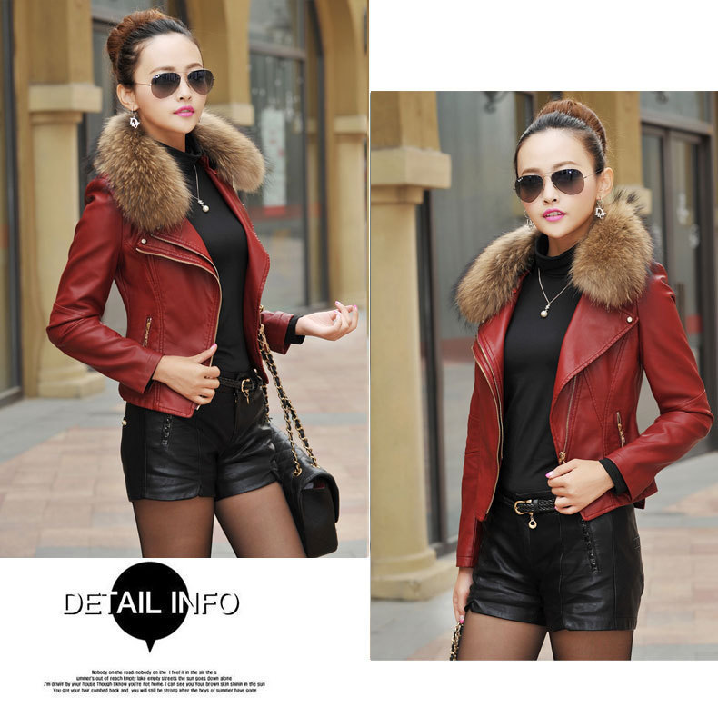 Oversized raccoon female with short fur collar trim body model A926 with cotton fur coat