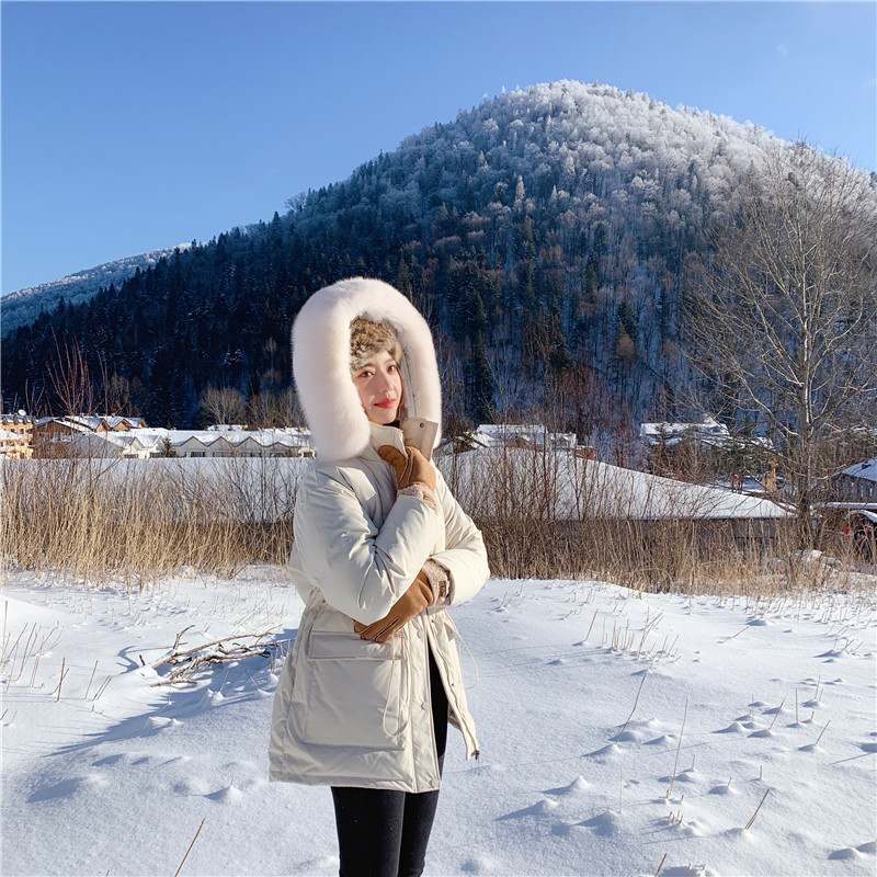 Down Jacket Women's 202 New Short Winter Korean Style Pinghu Wholesale White Duck down Thick Fur Collar Parker Waist Down Jacket Women's 202 New Short Winter Korean Style Pinghu Wholesale White Duck down Thick Fur Collar Parker Waist