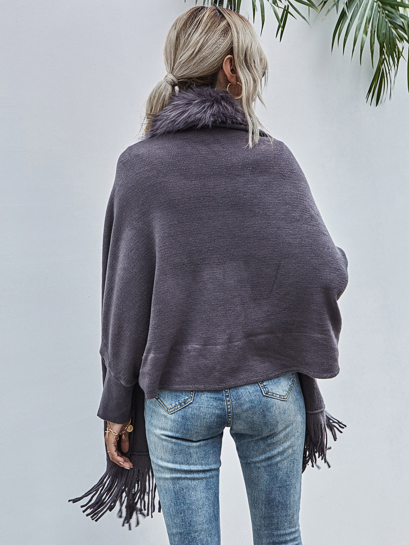 European and American Foreign Trade Sweater Women 2021 Amazon Independent Station Autumn and Winter New Fur Collar Shawl Cardigan Sweater Coat