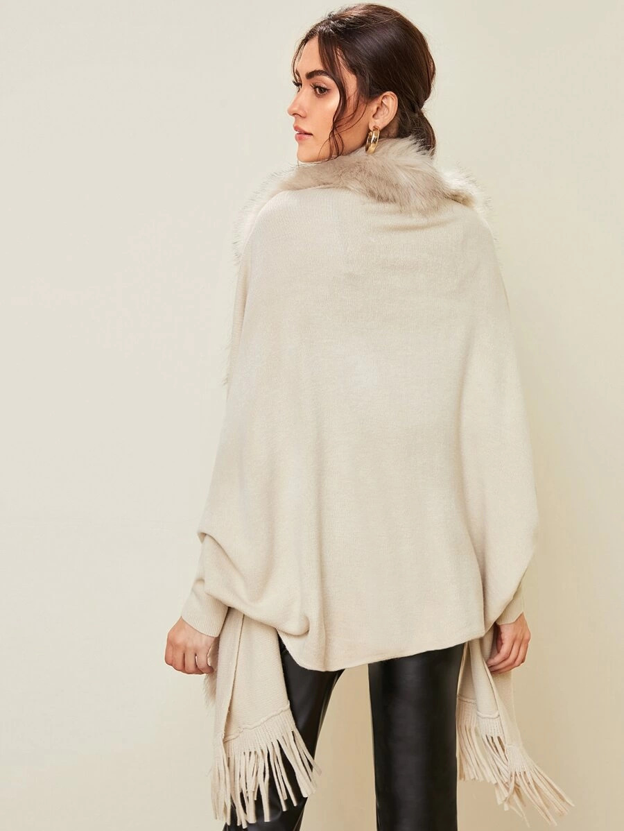European and American Foreign Trade Sweater Women 2021 Amazon Independent Station Autumn and Winter New Fur Collar Shawl Cardigan Sweater Coat