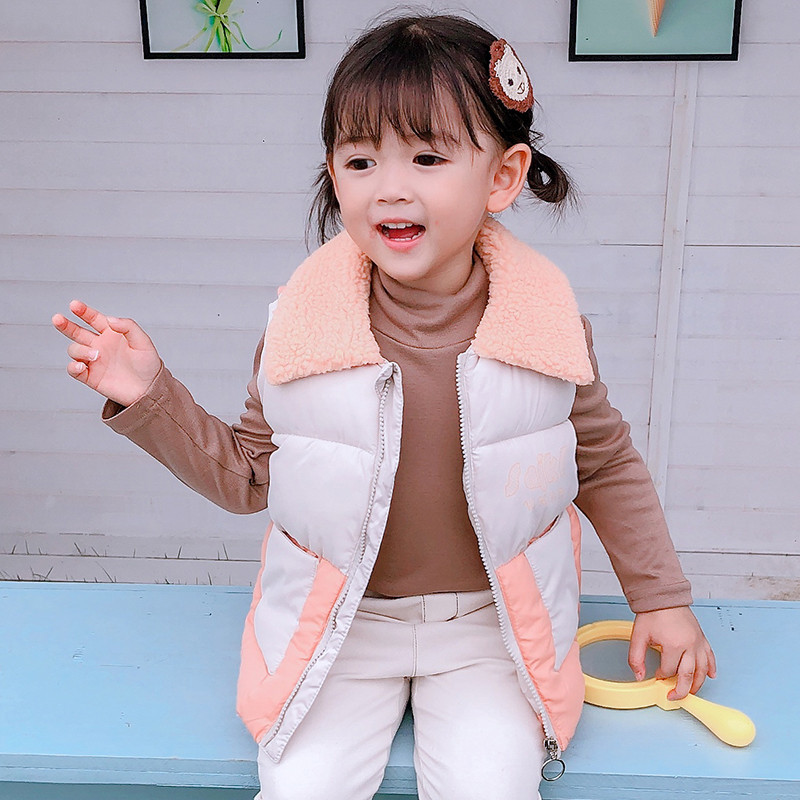 2020 Autumn and Winter New Children&#039;s Clothing Baby down Cotton Vest Boys and Girls Fur Collar Zipper Children&#039;s Vest Toddler Children Teens