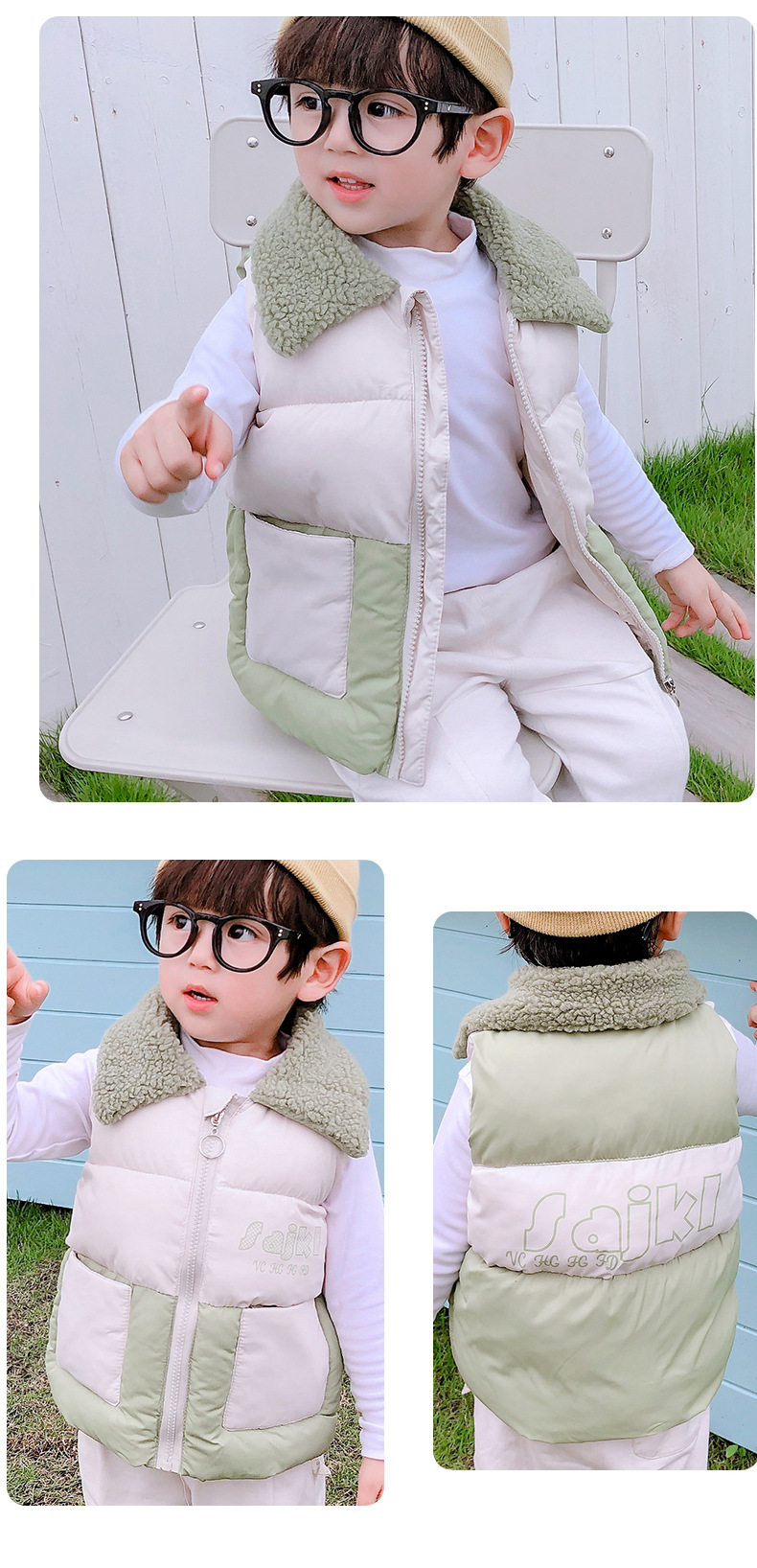 2020 Autumn and Winter New Children's Clothing Baby down Cotton Vest Boys and Girls Fur Collar Zipper Children's Vest Toddler Children Teens