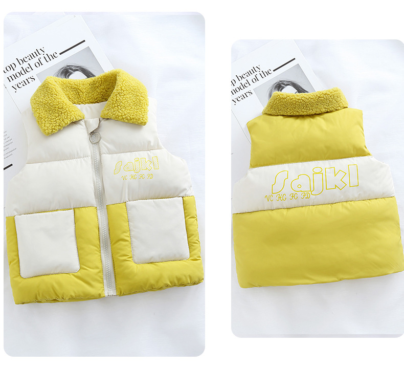 2020 Autumn and Winter New Children's Clothing Baby down Cotton Vest Boys and Girls Fur Collar Zipper Children's Vest Toddler Children Teens