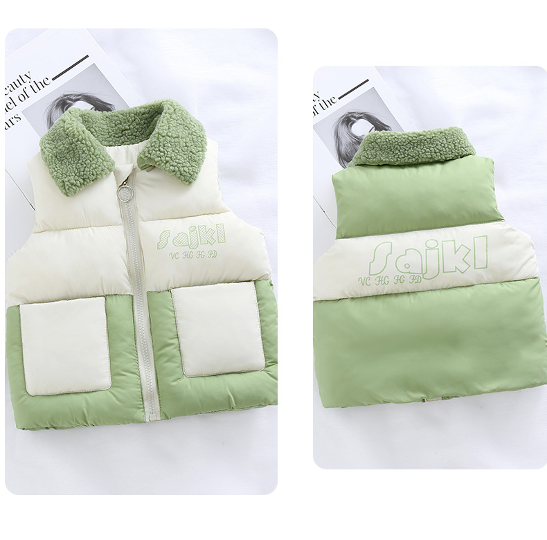 2020 Autumn and Winter New Children's Clothing Baby down Cotton Vest Boys and Girls Fur Collar Zipper Children's Vest Toddler Children Teens