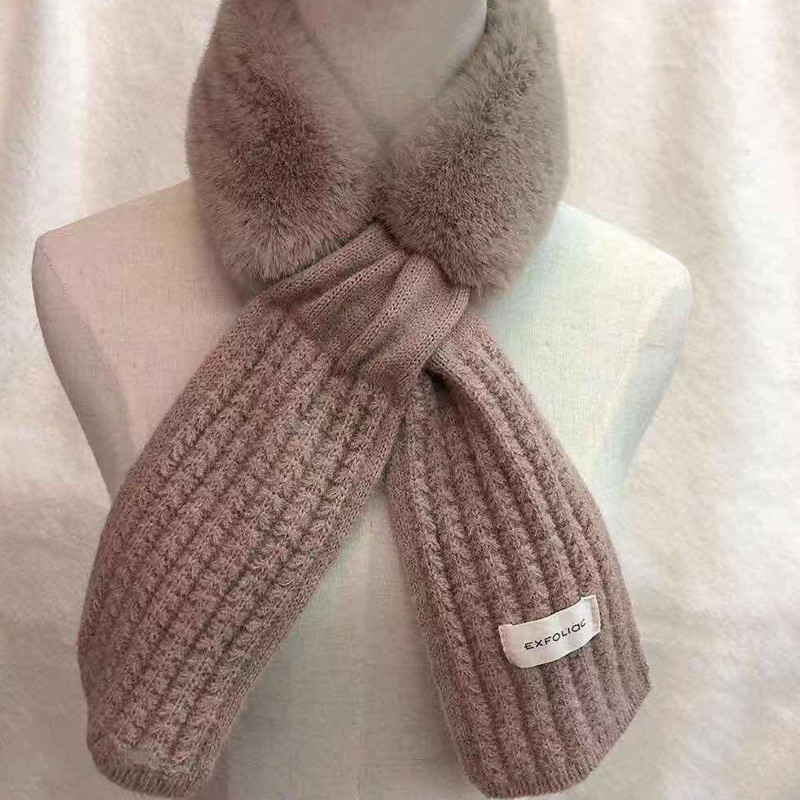 Autumn and Winter Versatile Korean Style Velvet Imitate Rex Rabbit Fur Knitted Scarf Women's Thickened Warm Neck Protection Fur Collar Small Scarf Autumn and Winter Versatile Korean Style Velvet Imitate Rex Rabbit Fur Knitted Scarf Women's Thickened Warm Neck Protection Fur Collar Small Scarf