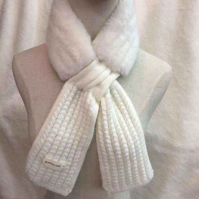 Autumn and Winter Versatile Korean Style Velvet Imitate Rex Rabbit Fur Knitted Scarf Women's Thickened Warm Neck Protection Fur Collar Small Scarf Autumn and Winter Versatile Korean Style Velvet Imitate Rex Rabbit Fur Knitted Scarf Women's Thickened Warm Neck Protection Fur Collar Small Scarf