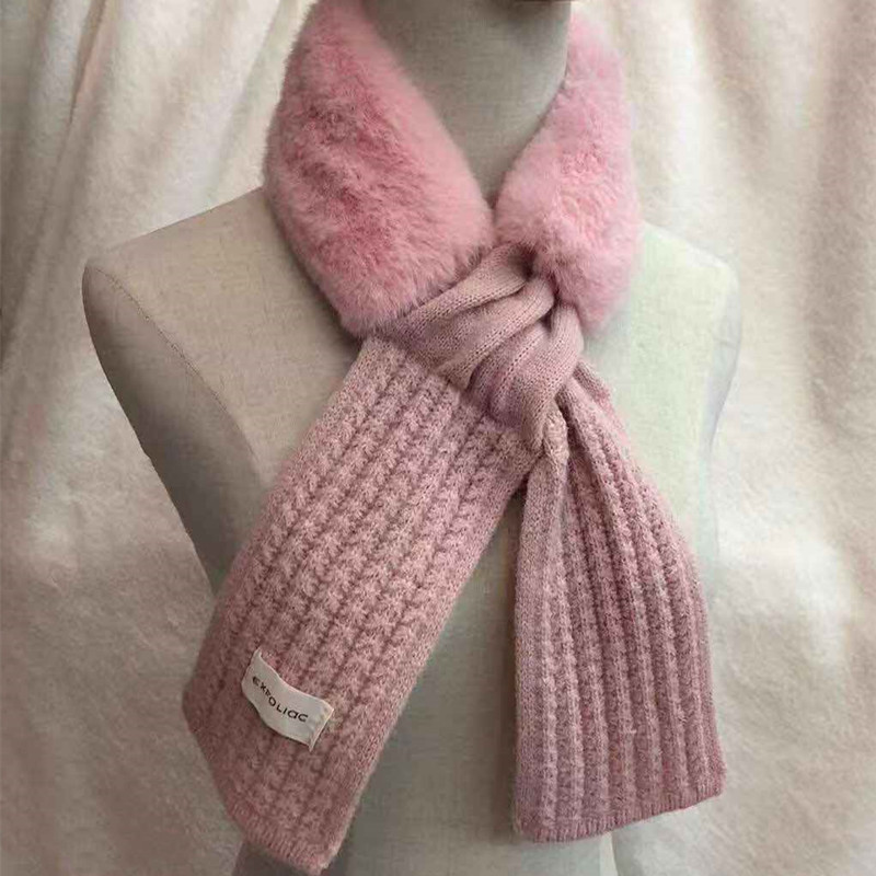 Autumn and Winter Versatile Korean Style Velvet Imitate Rex Rabbit Fur Knitted Scarf Women's Thickened Warm Neck Protection Fur Collar Small Scarf Autumn and Winter Versatile Korean Style Velvet Imitate Rex Rabbit Fur Knitted Scarf Women's Thickened Warm Neck Protection Fur Collar Small Scarf