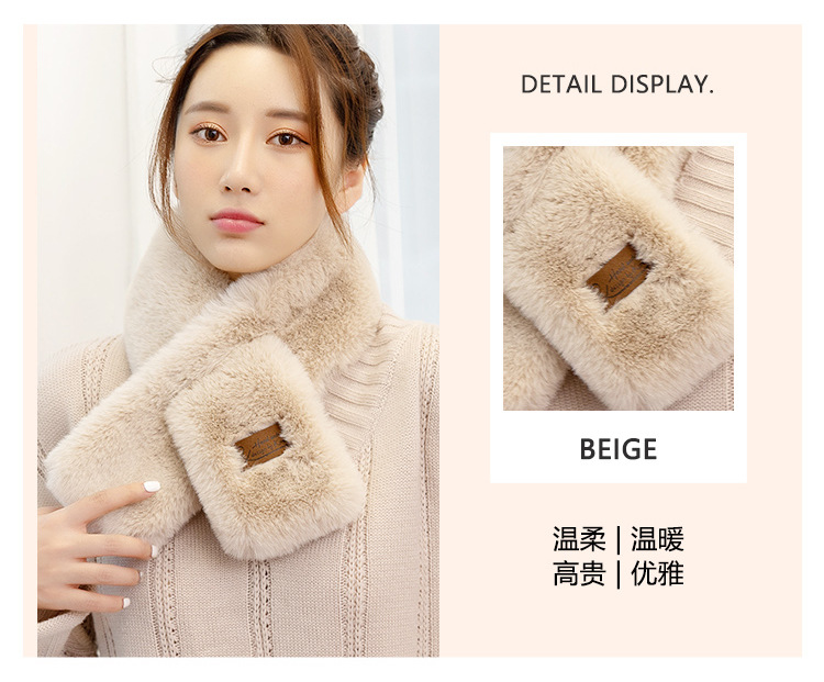New Korean Style Fur Collar Labeling Cross Imitate Rex Rabbit Fur Plush Scarf Women's Winter Thicken Thermal Imitation Rabbit Fur Scarf New Korean Style Fur Collar Labeling Cross Imitate Rex Rabbit Fur Plush Scarf Women's Winter Thicken Thermal Imitation Rabbit Fur Scarf