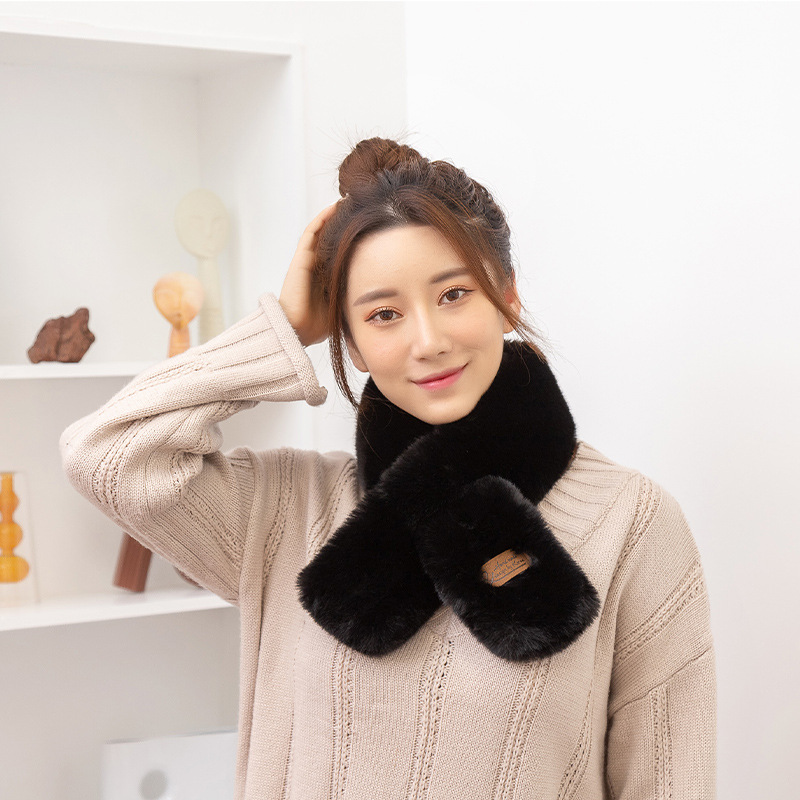 New Korean Style Fur Collar Labeling Cross Imitate Rex Rabbit Fur Plush Scarf Women's Winter Thicken Thermal Imitation Rabbit Fur Scarf New Korean Style Fur Collar Labeling Cross Imitate Rex Rabbit Fur Plush Scarf Women's Winter Thicken Thermal Imitation Rabbit Fur Scarf
