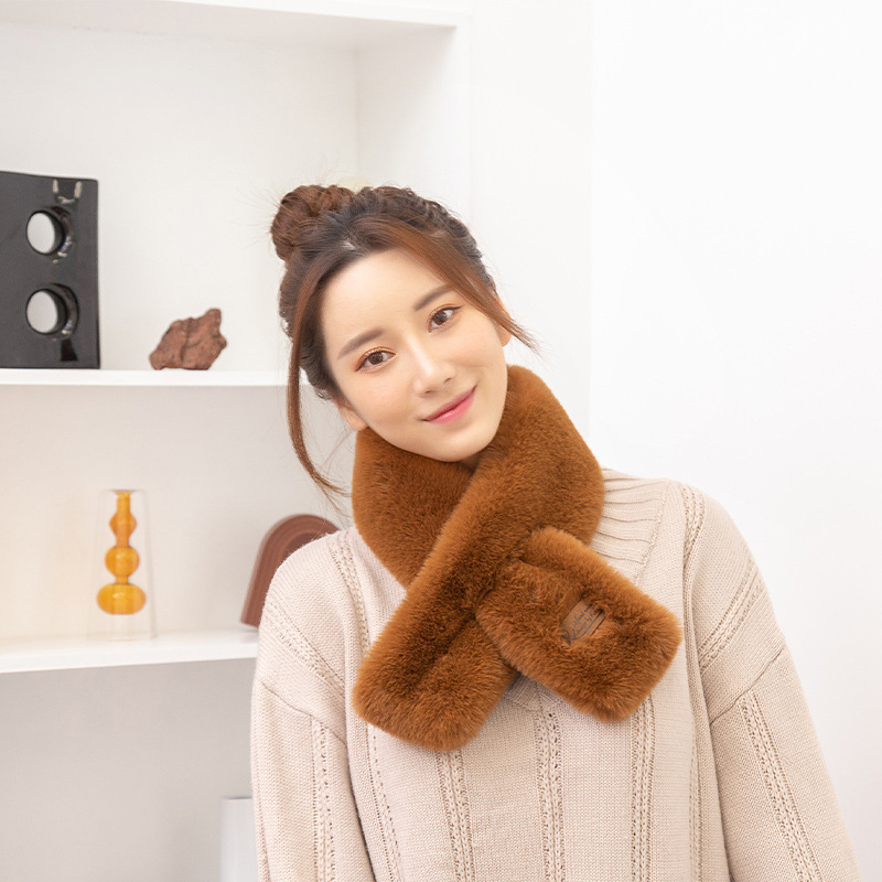 New Korean Style Fur Collar Labeling Cross Imitate Rex Rabbit Fur Plush Scarf Women's Winter Thicken Thermal Imitation Rabbit Fur Scarf New Korean Style Fur Collar Labeling Cross Imitate Rex Rabbit Fur Plush Scarf Women's Winter Thicken Thermal Imitation Rabbit Fur Scarf