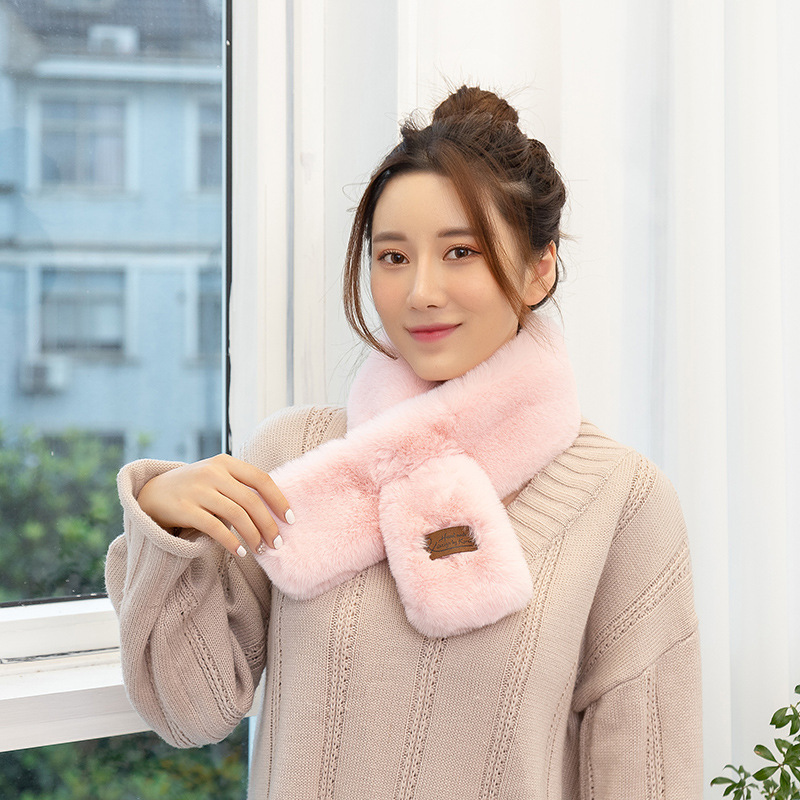 New Korean Style Fur Collar Labeling Cross Imitate Rex Rabbit Fur Plush Scarf Women's Winter Thicken Thermal Imitation Rabbit Fur Scarf New Korean Style Fur Collar Labeling Cross Imitate Rex Rabbit Fur Plush Scarf Women's Winter Thicken Thermal Imitation Rabbit Fur Scarf
