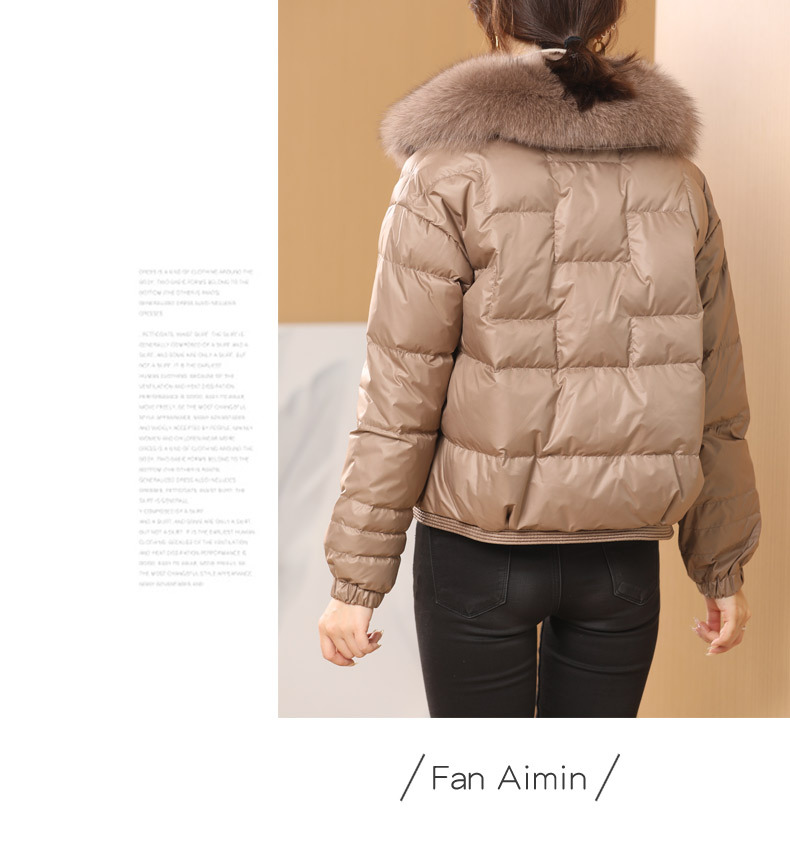 Fox Fur Collar down Jacket Women's 202 New Short High-End Mink Fur Retro Buckle White Duck down Coat