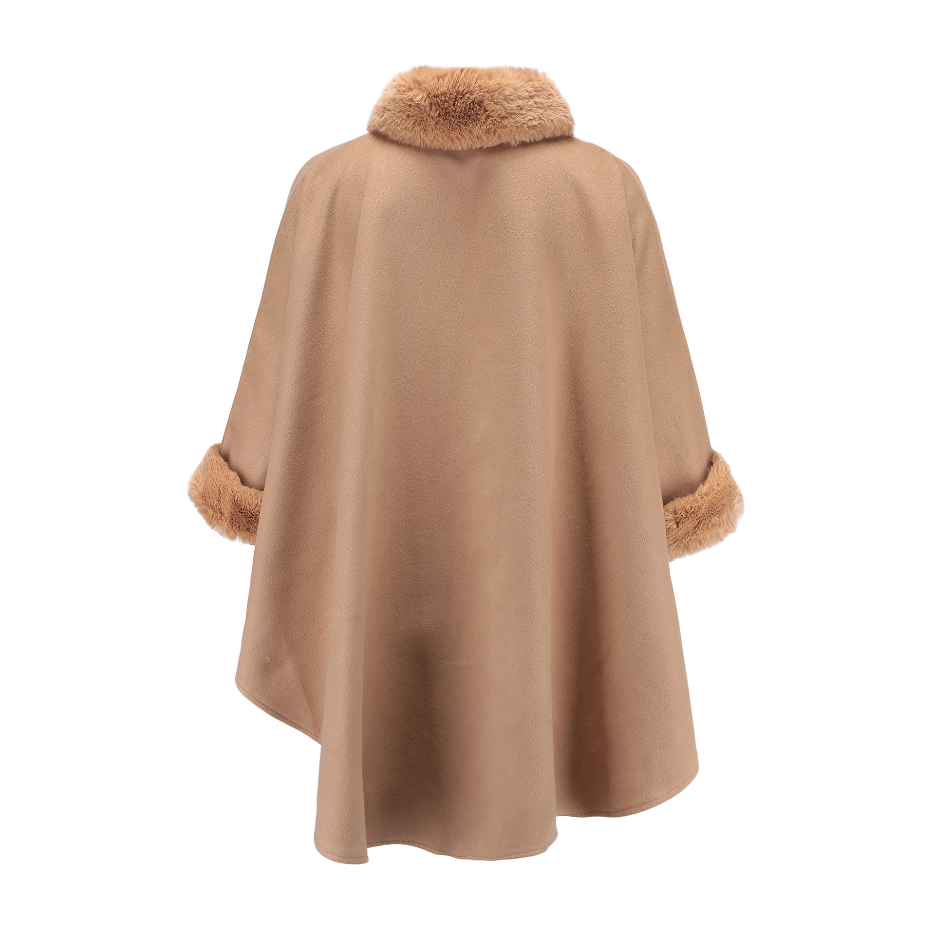 The new 2018 Korean fox fur collar medium length woollen coat style cape cape woollen cloth coat female