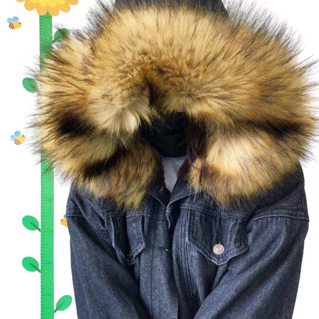 Short Hooded CottonPadded Jacket Padded Velvet Jeans Coat Women&#039;s Fashion Fur Collar CottonPadded Jacket Longterm Stock