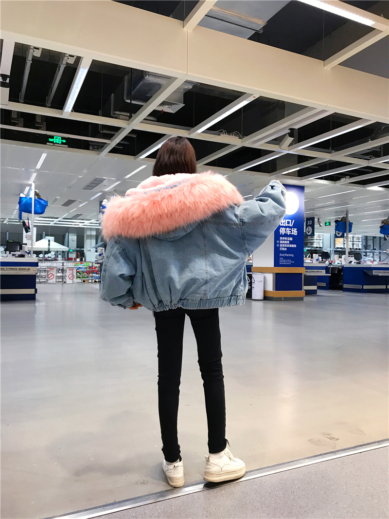 Short Hooded CottonPadded Jacket Padded Velvet Jeans Coat Women's Fashion Fur Collar CottonPadded Jacket Longterm Stock Short Hooded CottonPadded Jacket Padded Velvet Jeans Coat Women's Fashion Fur Collar CottonPadded Jacket Longterm Stock