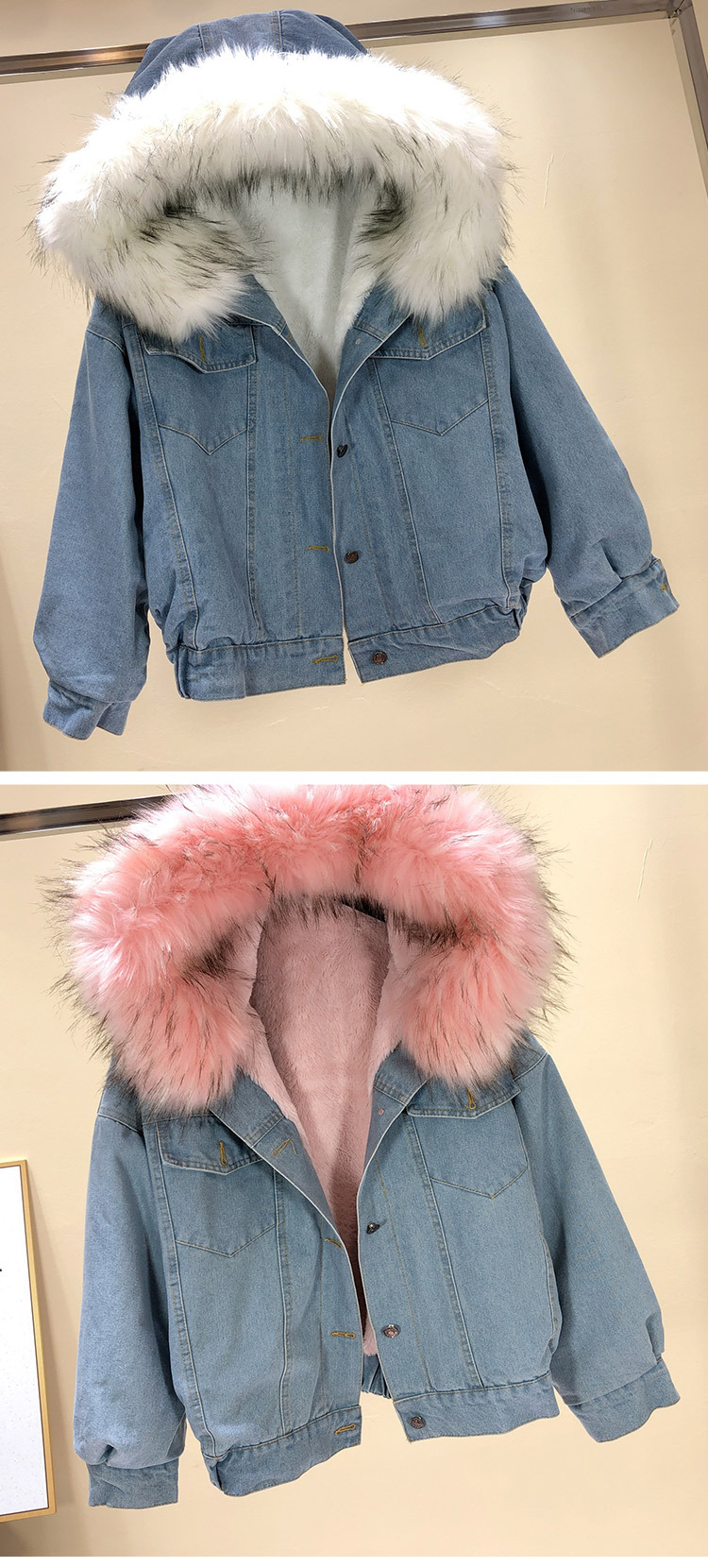 Short Hooded CottonPadded Jacket Padded Velvet Jeans Coat Women's Fashion Fur Collar CottonPadded Jacket Longterm Stock Short Hooded CottonPadded Jacket Padded Velvet Jeans Coat Women's Fashion Fur Collar CottonPadded Jacket Longterm Stock