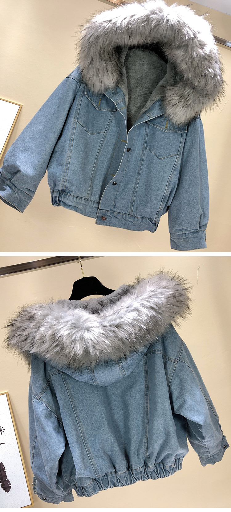 Short Hooded CottonPadded Jacket Padded Velvet Jeans Coat Women's Fashion Fur Collar CottonPadded Jacket Longterm Stock Short Hooded CottonPadded Jacket Padded Velvet Jeans Coat Women's Fashion Fur Collar CottonPadded Jacket Longterm Stock