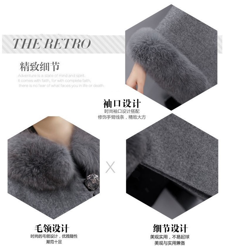 Spot winter coat new Korean fox fur collar in long woolen coat temperament cape cape cape jacket women