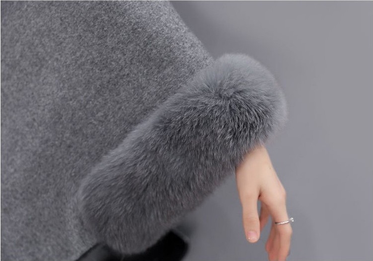 Spot winter coat new Korean fox fur collar in long woolen coat temperament cape cape cape jacket women