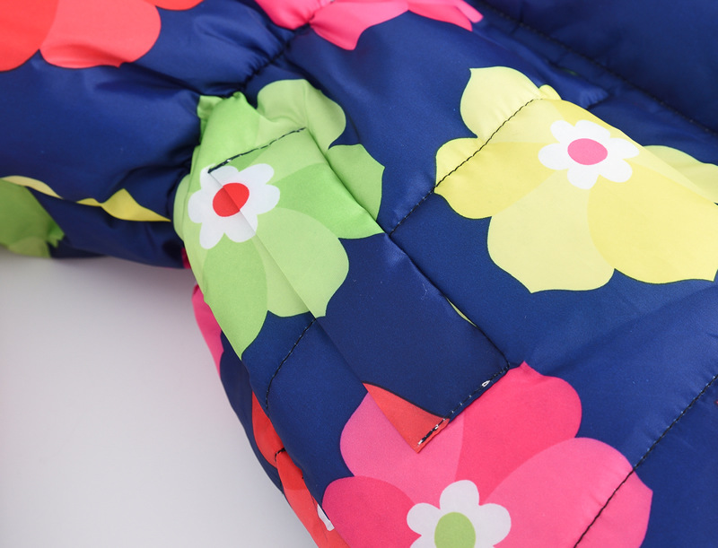 New Children's Clothing Boys and Girls MultiColor Printing Children's Long Fur Collar Hooded Cotton Overcoat Cotton Coat