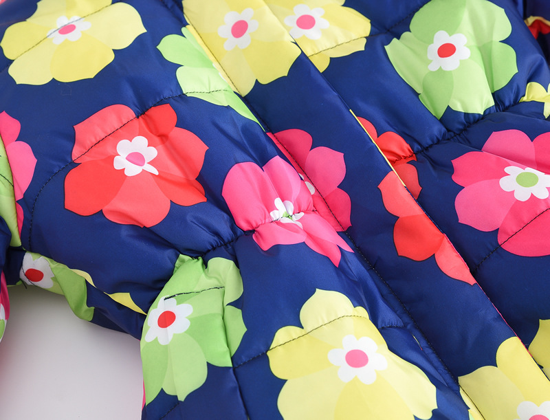 New Children's Clothing Boys and Girls MultiColor Printing Children's Long Fur Collar Hooded Cotton Overcoat Cotton Coat