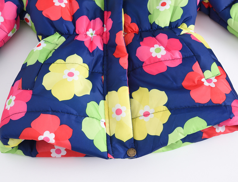 New Children's Clothing Boys and Girls MultiColor Printing Children's Long Fur Collar Hooded Cotton Overcoat Cotton Coat