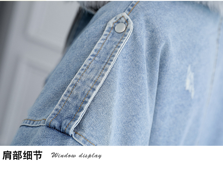 of loose and thickened plush liner with large fur collar cowboy extension over women 's cotton padded coat short coat