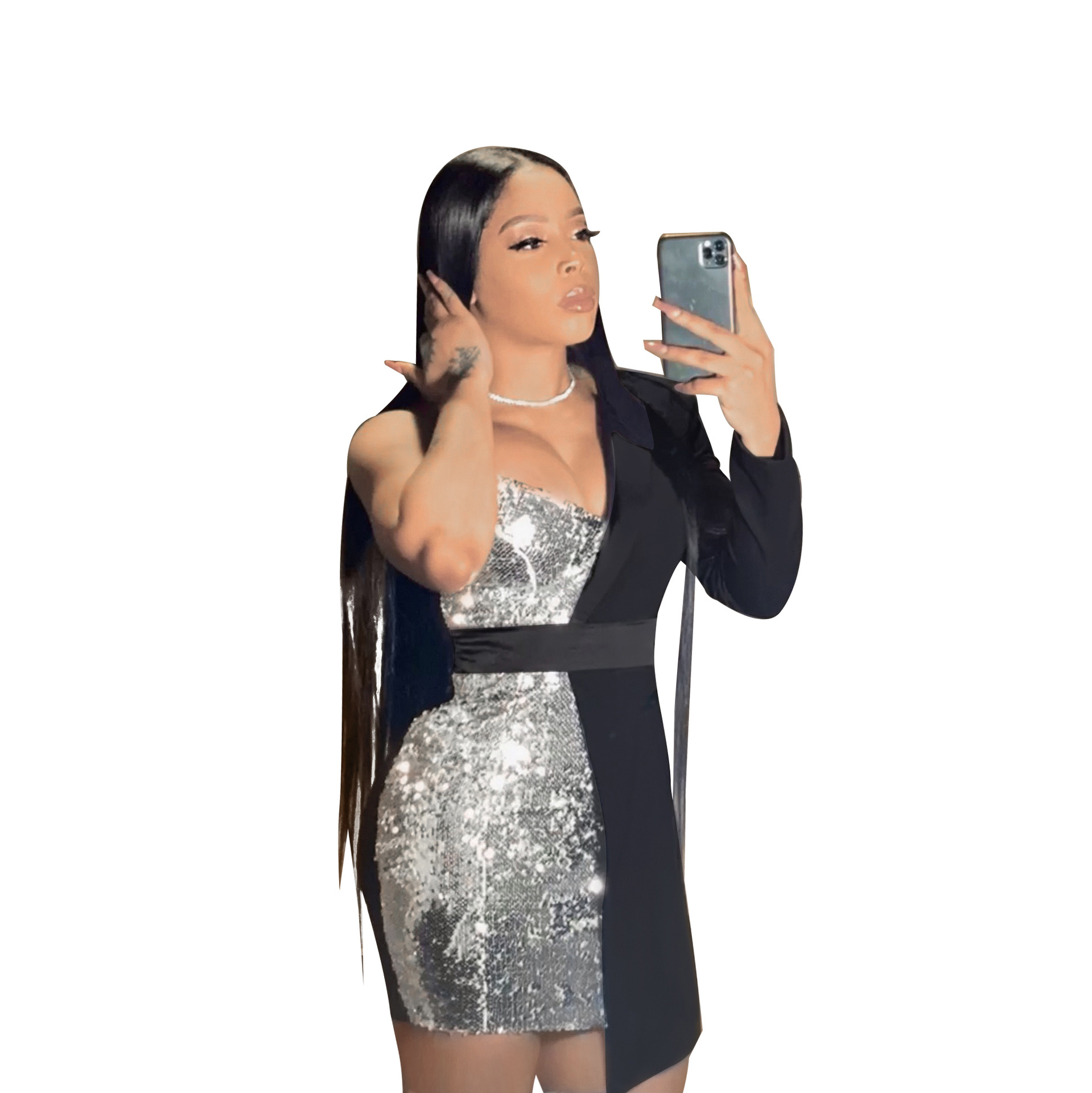S390210 Cross-Border Amazon EBay Women's Clothing Sexy Sequin Midriff Outfit Unilateral Long Sleeve Party Nightclub Dress S390210 Cross-Border Amazon EBay Women's Clothing Sexy Sequin Midriff Outfit Unilateral Long Sleeve Party Nightclub Dress