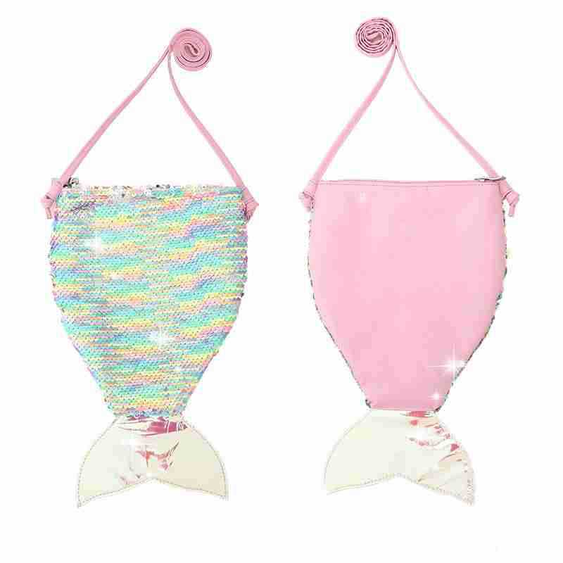 Cross-Border Hot Selling New Mermaid Tail Messenger Bag Single Handbag Sequin Racket Combination Set