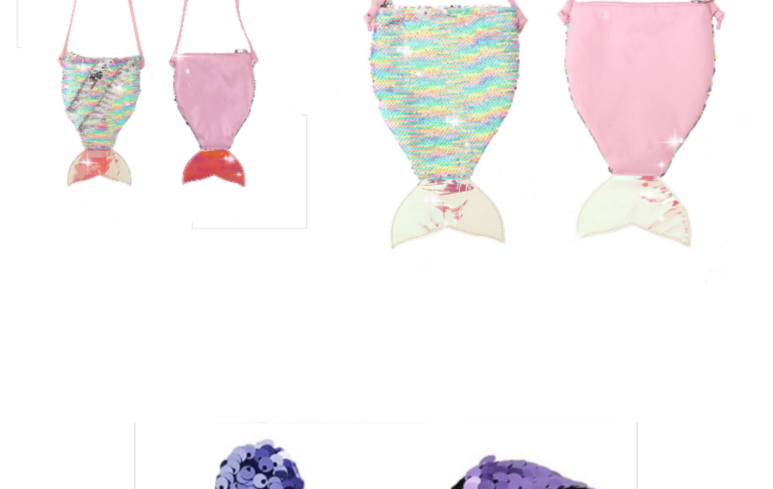 Cross-Border Hot Selling New Mermaid Tail Messenger Bag Single Handbag Sequin Racket Combination Set