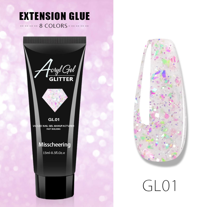 Cross-Border New Nail Art Extension Glue Painless Fast Extension Nail Plant UV Polish Painless Sequin Extension Glue