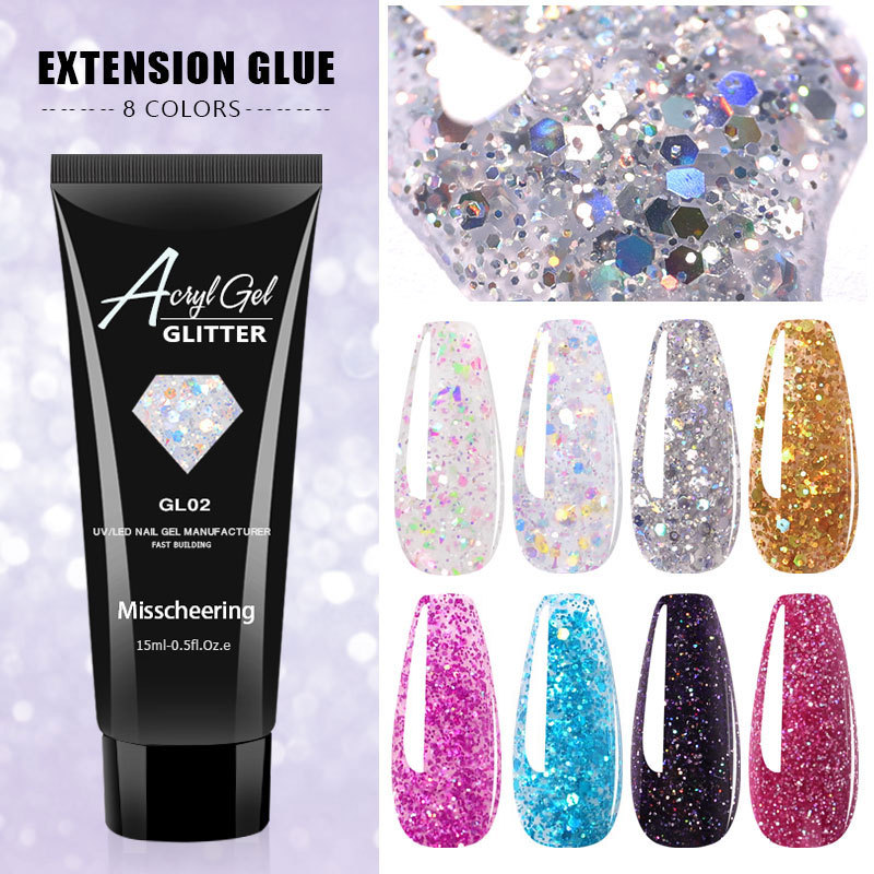 Cross-Border New Nail Art Extension Glue Painless Fast Extension Nail Plant UV Polish Painless Sequin Extension Glue