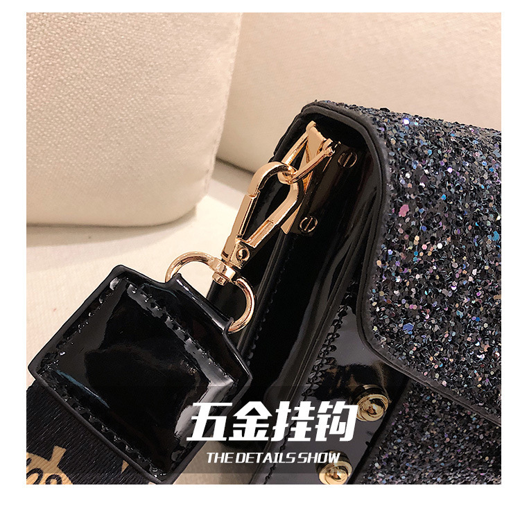 Sequin Pouch Women's 2021 New Fashionable Korean Style Fashionable Chic Chain Small Square Bag Wide Shoulder Strap Shoulder Messenger Bag