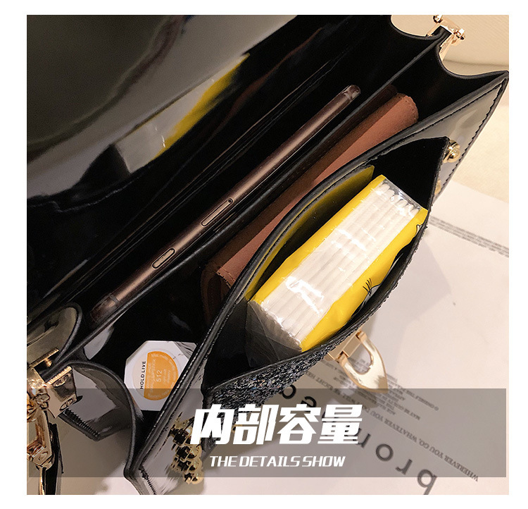 Sequin Pouch Women's 2021 New Fashionable Korean Style Fashionable Chic Chain Small Square Bag Wide Shoulder Strap Shoulder Messenger Bag