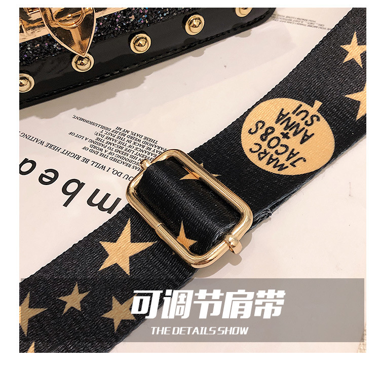 Sequin Pouch Women's 2021 New Fashionable Korean Style Fashionable Chic Chain Small Square Bag Wide Shoulder Strap Shoulder Messenger Bag