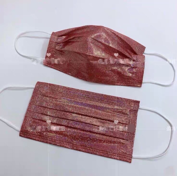 Disposable Color Adult Fashion Brand Printing Set Comfortable Breathable Mesh Red Laser Fluorescent Sequin Mask Three-Layer Protection