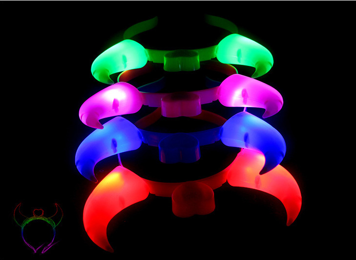 Luminous horn Flash Horn Korean version of the cow Horn Sequin bow concert party props manufacturers wholesale